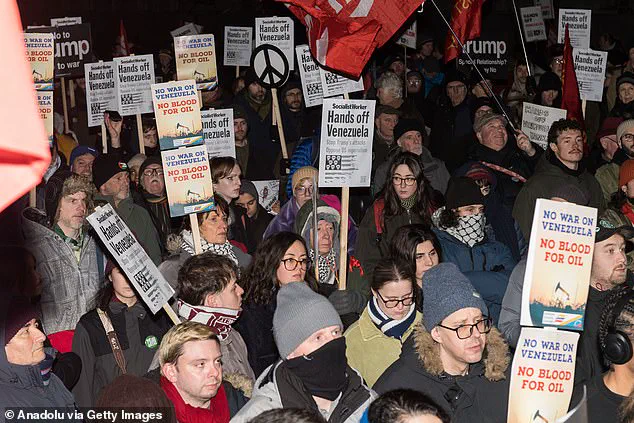 Protesters Condemn Trump's Alleged Role in Venezuelan Crisis Outside 10 Downing Street