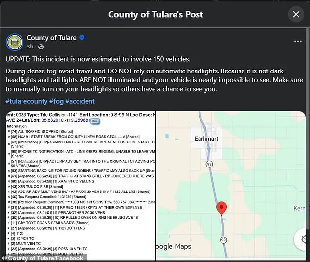 Dense Fog Triggers Devastating Pileup on California's Highway 99, 'A Chaotic Scene with Dozens Trapped' Says Local Official