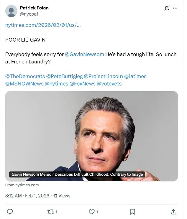 Advance Copy of Gavin Newsom's Memoir Sparks Immediate Controversy Over Childhood Portrayal