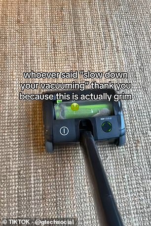 Experts say you must spend 30 seconds vacuuming every square metre.